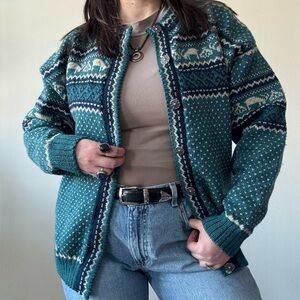 Vintage Nordic Deer Fair Isle Cardigan